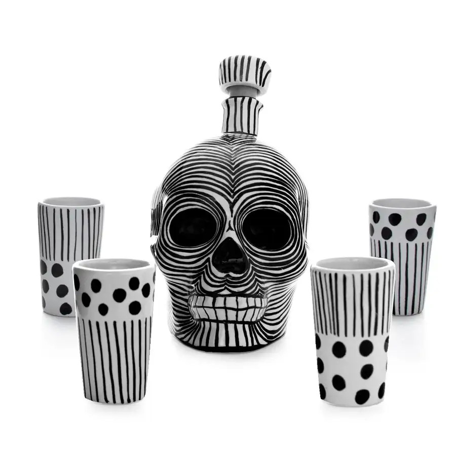 Hand Painted Sugar Skull Decanter and Shot Glasses Set - Image 15