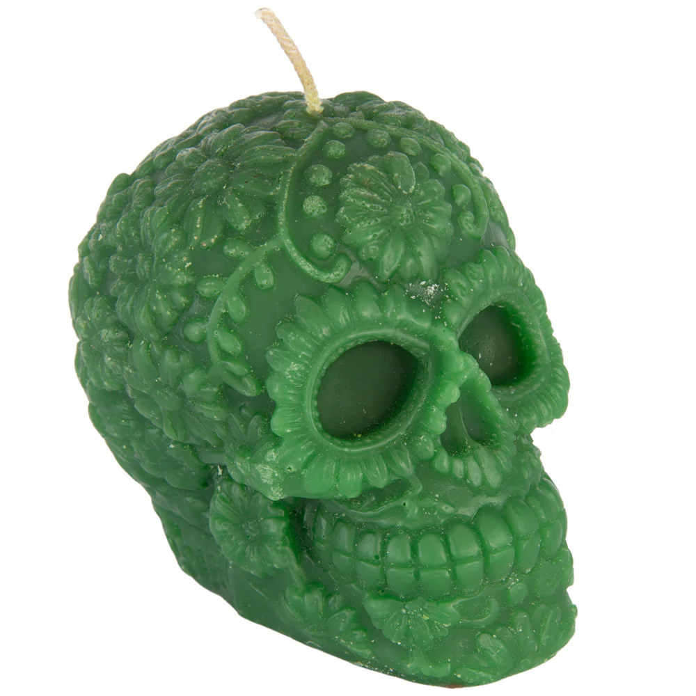 Sugar Skull with Flowers Candle - Image 7