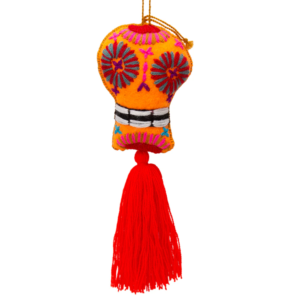 Sugar Skulls Pom Poms with Vibrant Tassel - Image 3