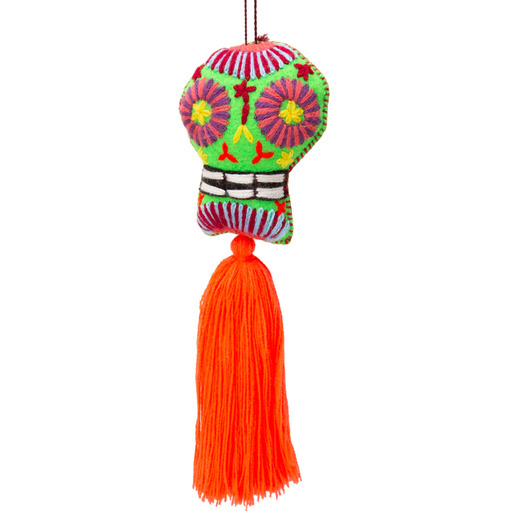 Sugar Skulls Pom Poms with Vibrant Tassel - Image 4