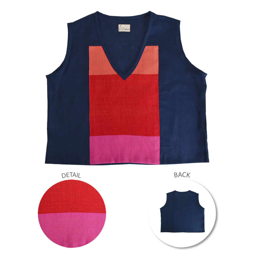 Tabasco Sleeveless Linen Cropped Top - Image 3