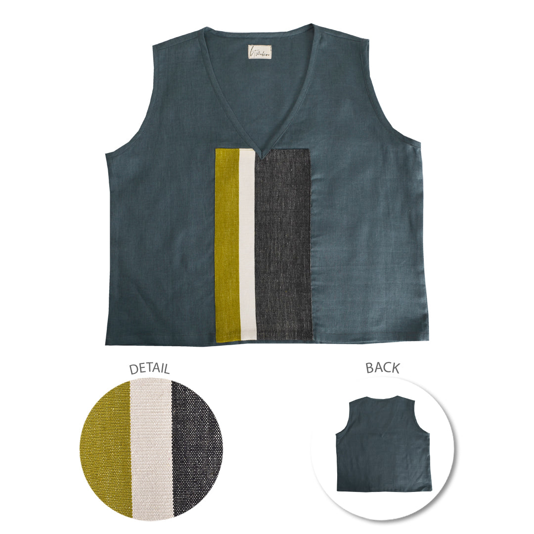 Tabasco Sleeveless Linen Cropped Top - Image 4