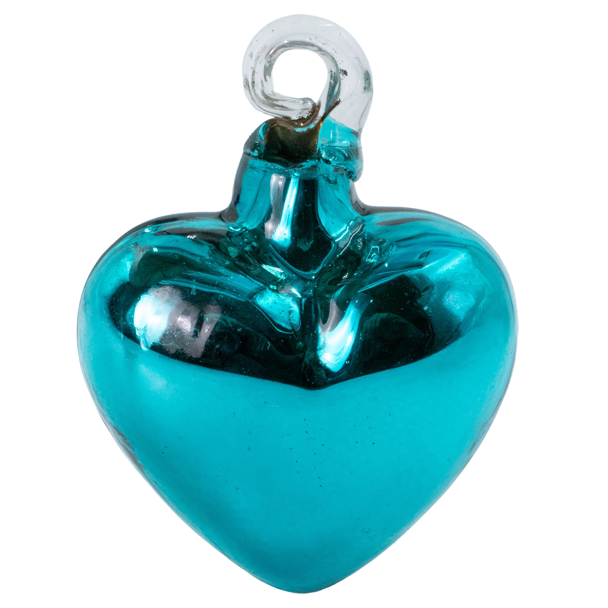 Tonalá Platinated Solid Blown Glass Hanging Heart Ornament - Image 15