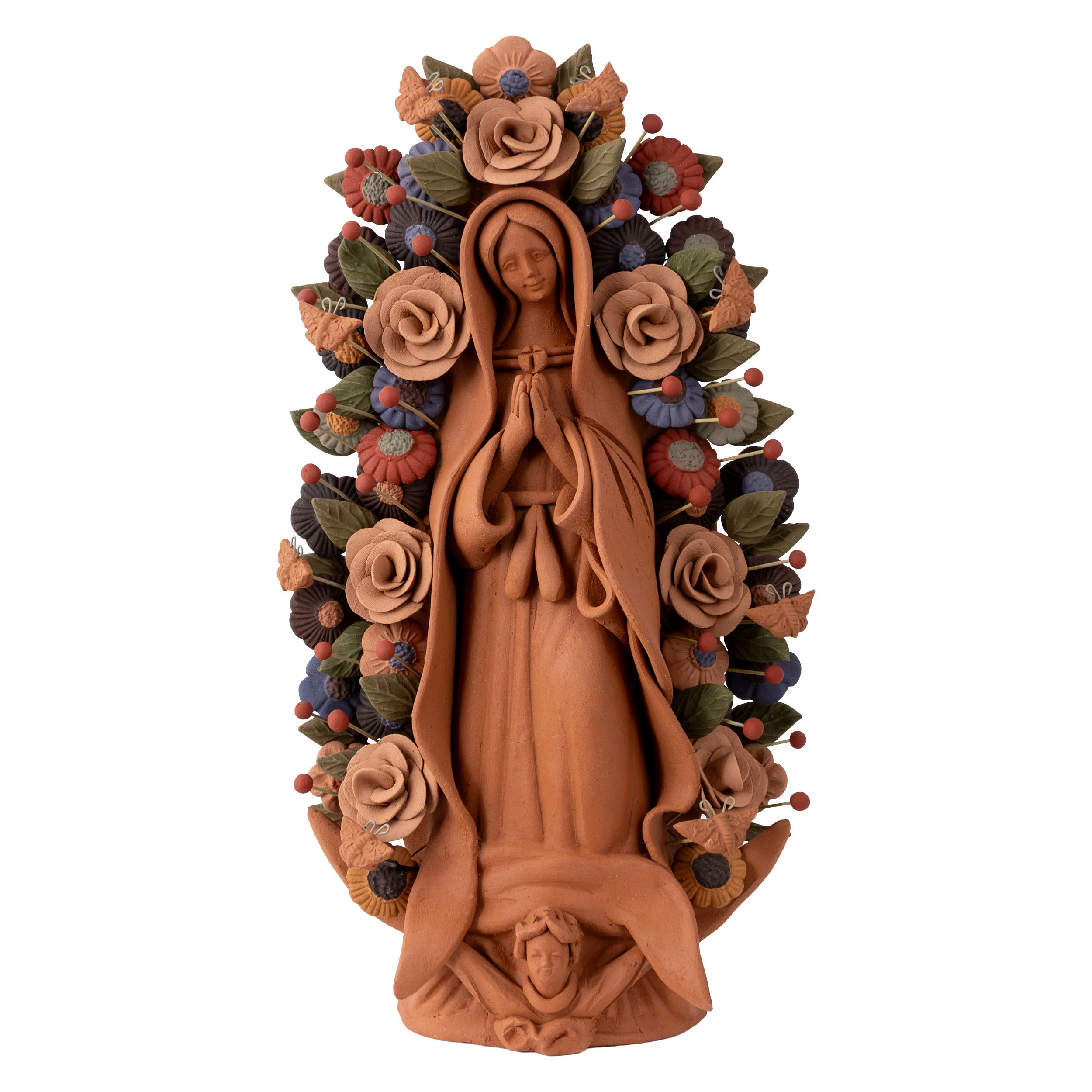 Virgen de Guadalupe Barro Pigmentado Clay Sculpture - Image 7