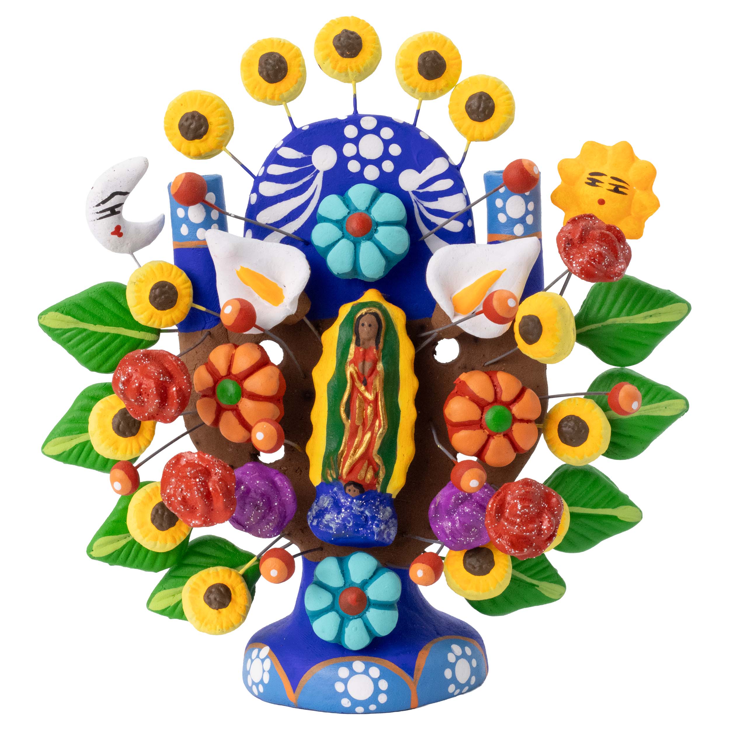 Virgen de Guadalupe Small Tree of Life Clay Sculpture - Image 8