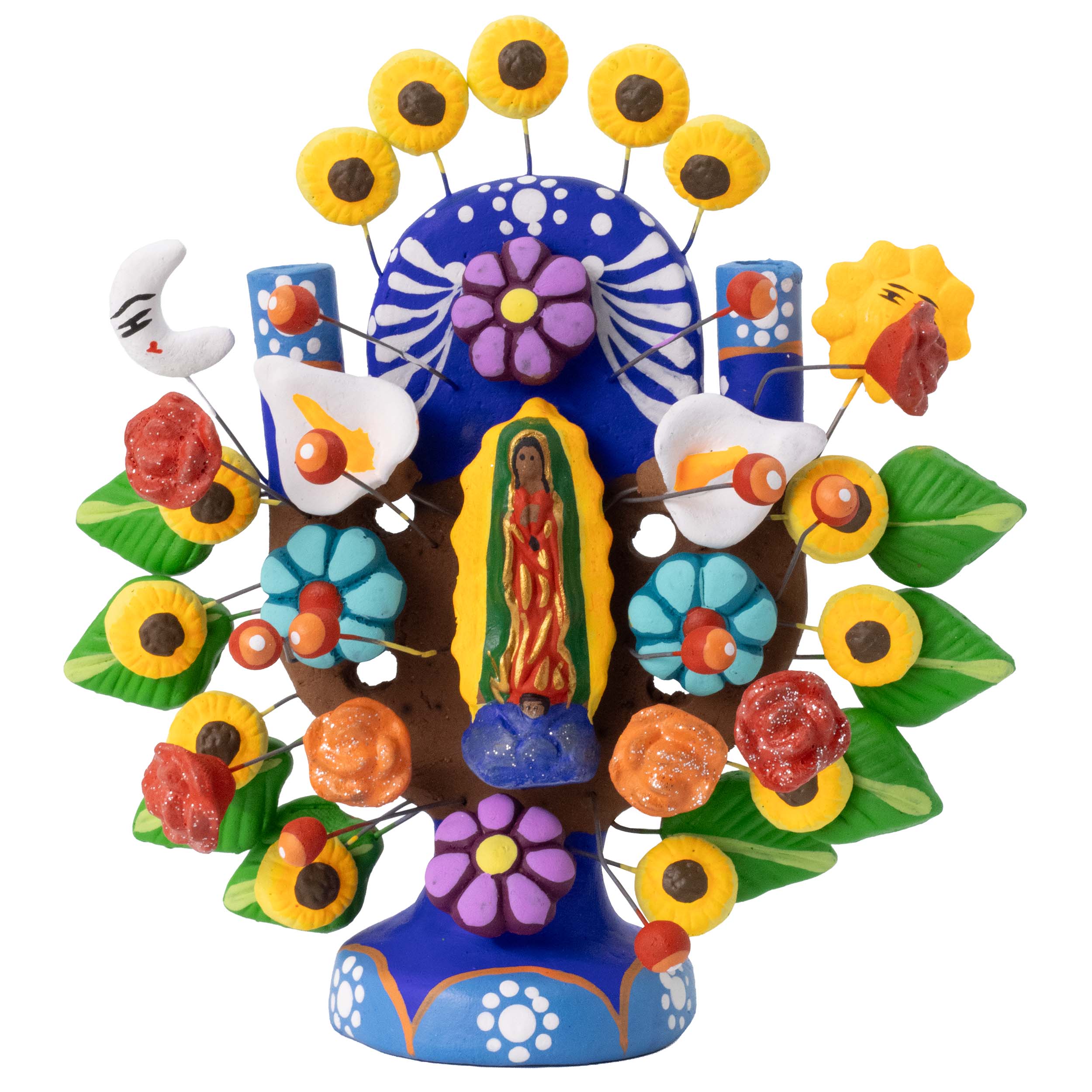 Virgen de Guadalupe Small Tree of Life Clay Sculpture - Image 9