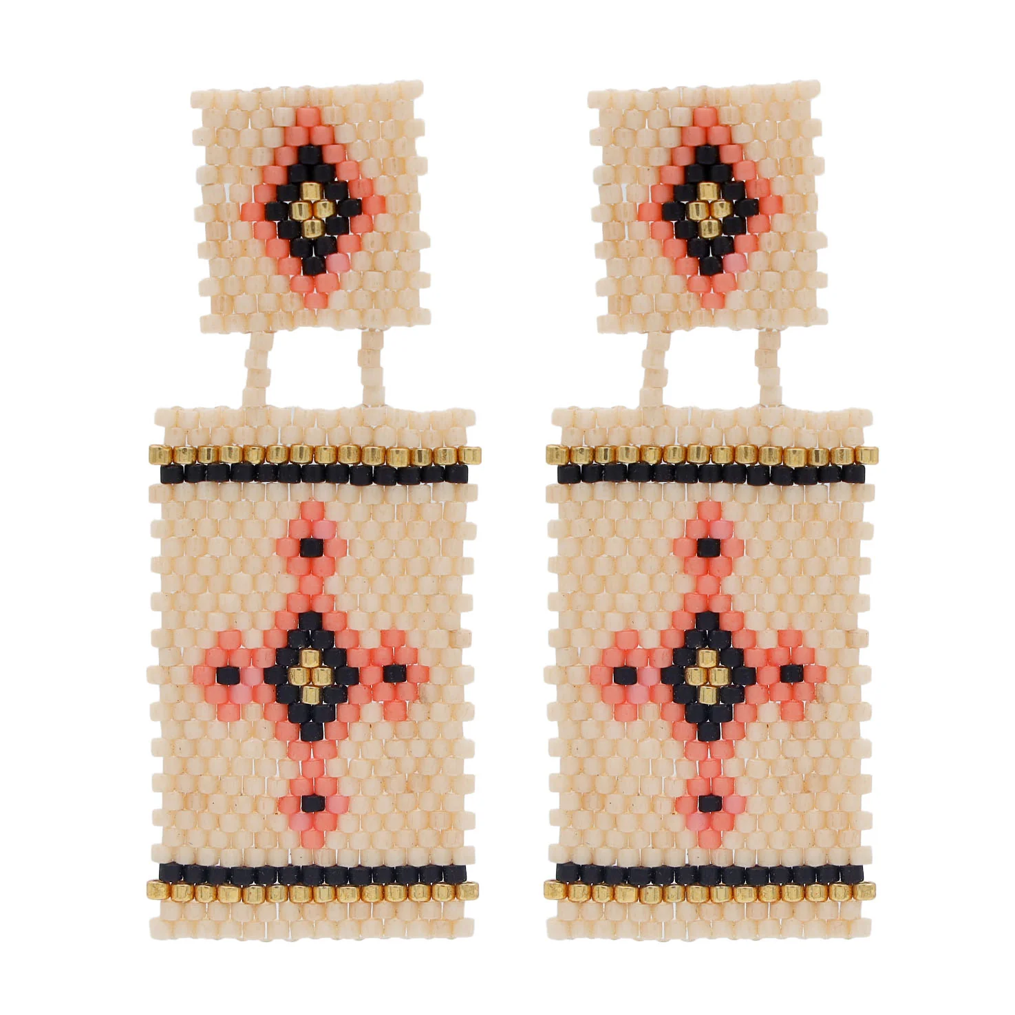 Viyeríca Wixárika Beaded Square Earrings - Image 4