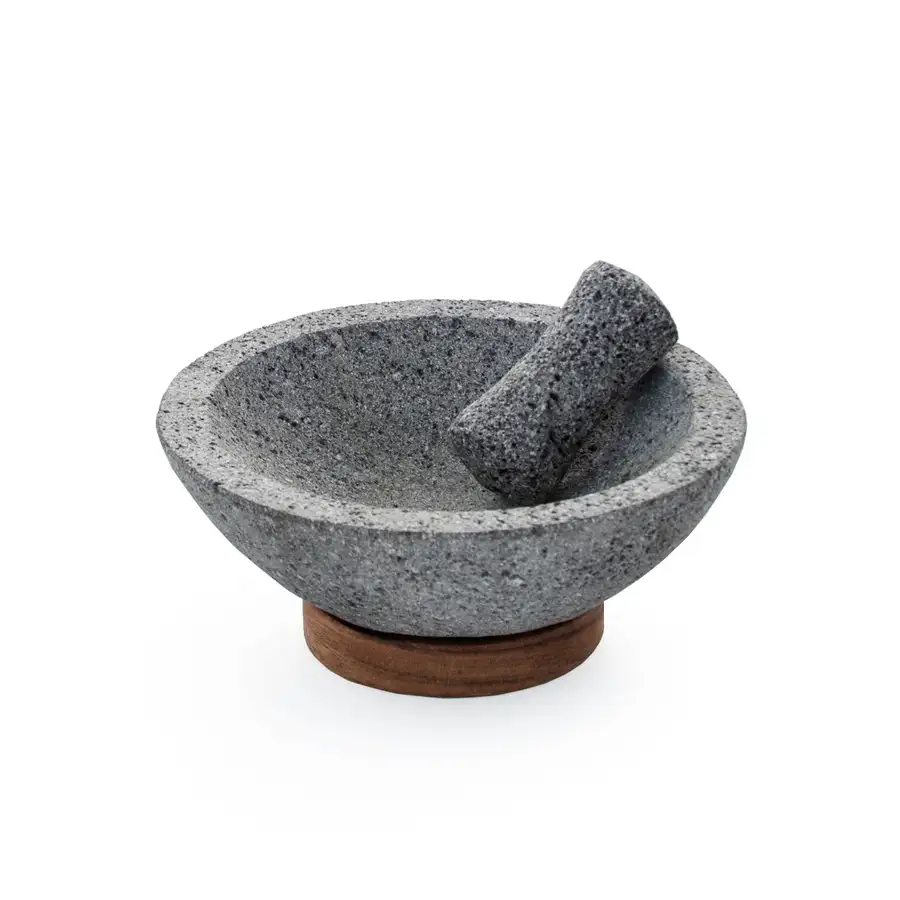 Volcanic Stone Molcajete with Wooden Base - Image 9