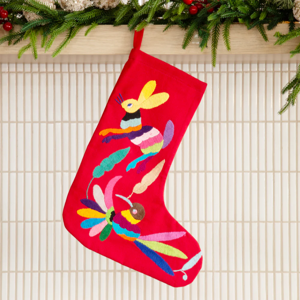 Christmas Otomí Embroidered Stocking - Image 3