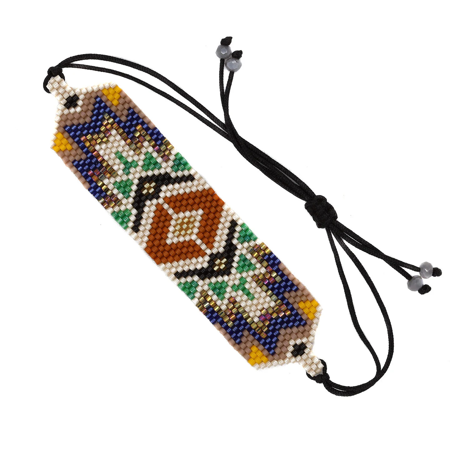 Wixárika Beaded Wide Adjustable Bracelet - Image 3
