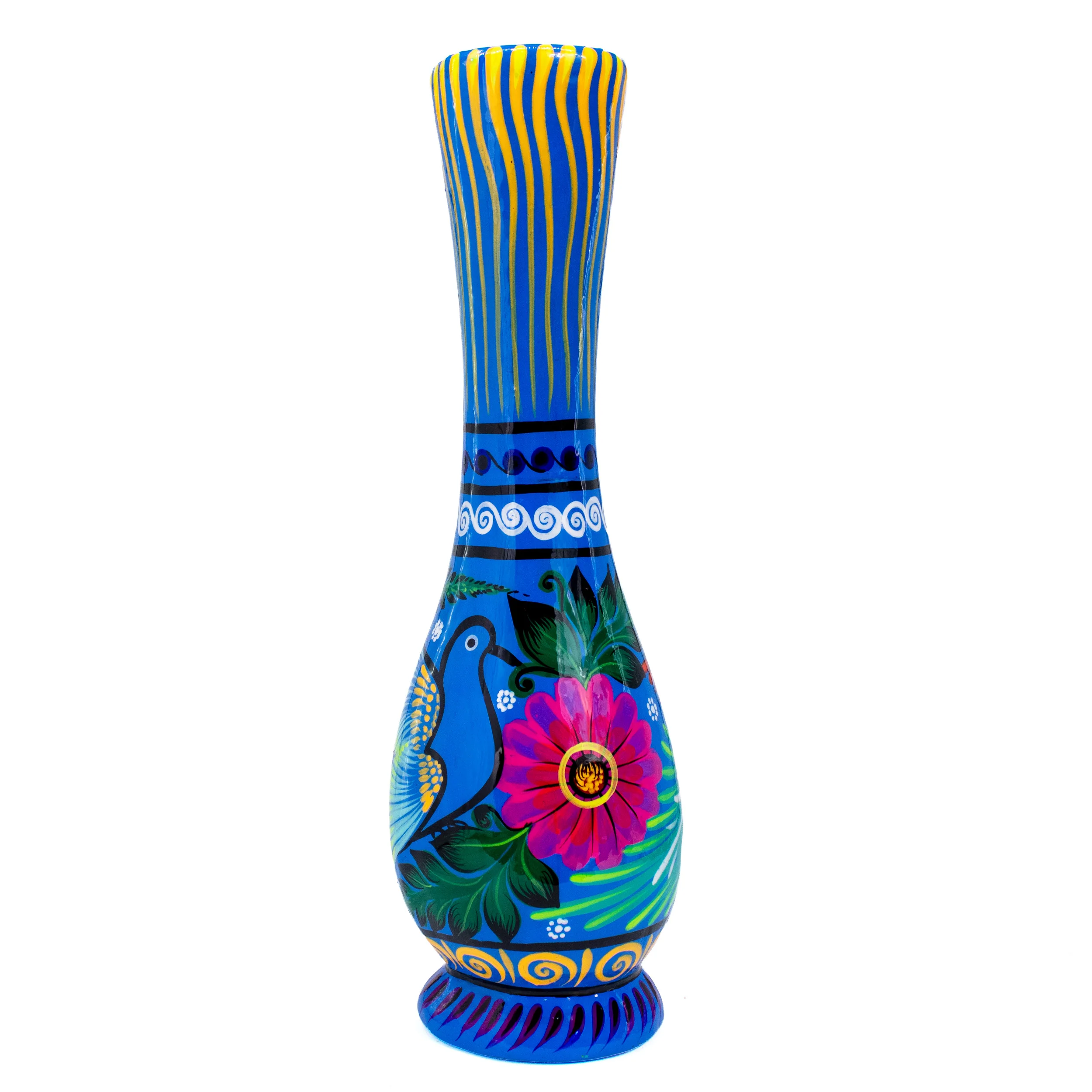 Xalitla Long Neck Hand-Painted Vase - Image 11