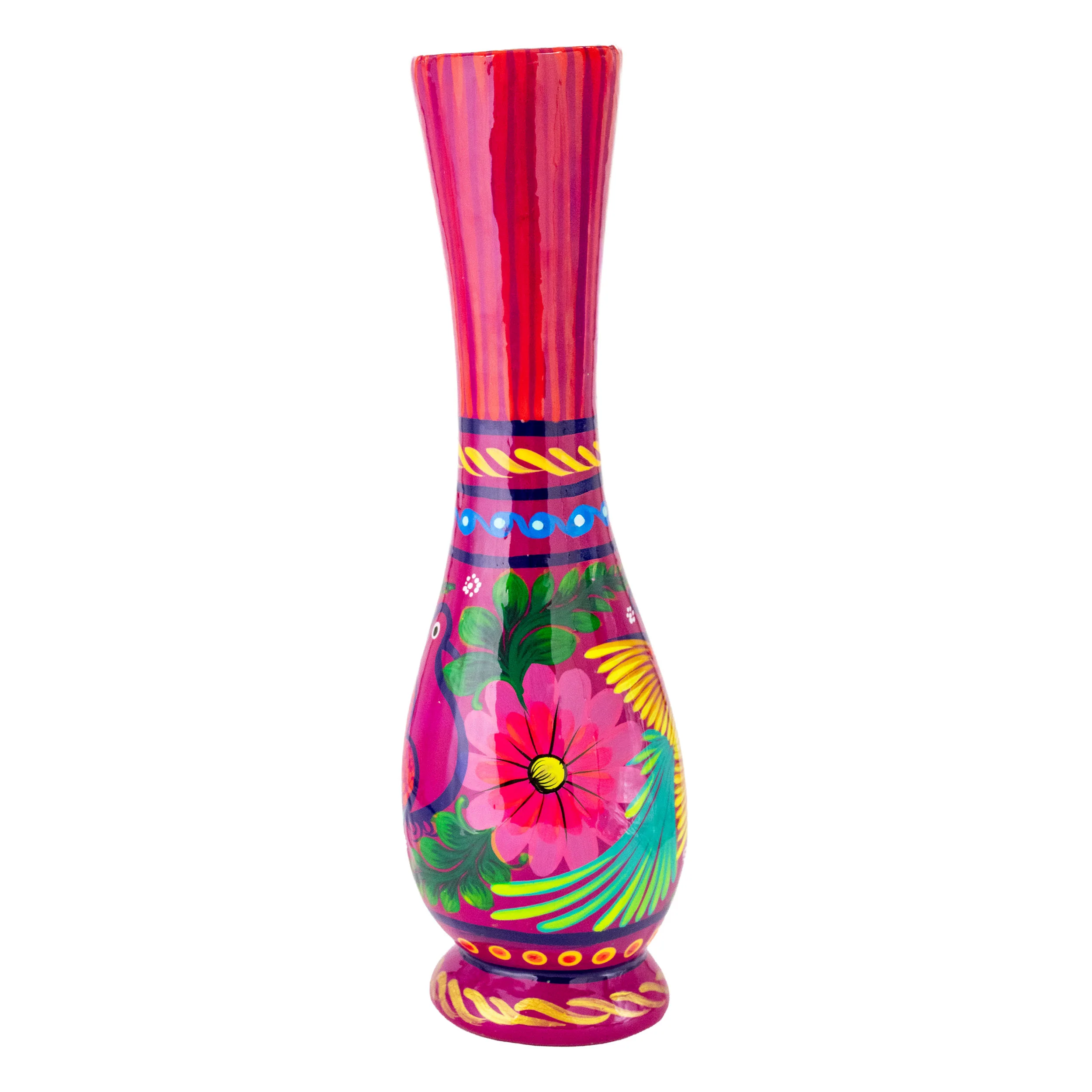 Xalitla Long Neck Hand-Painted Vase - Image 13