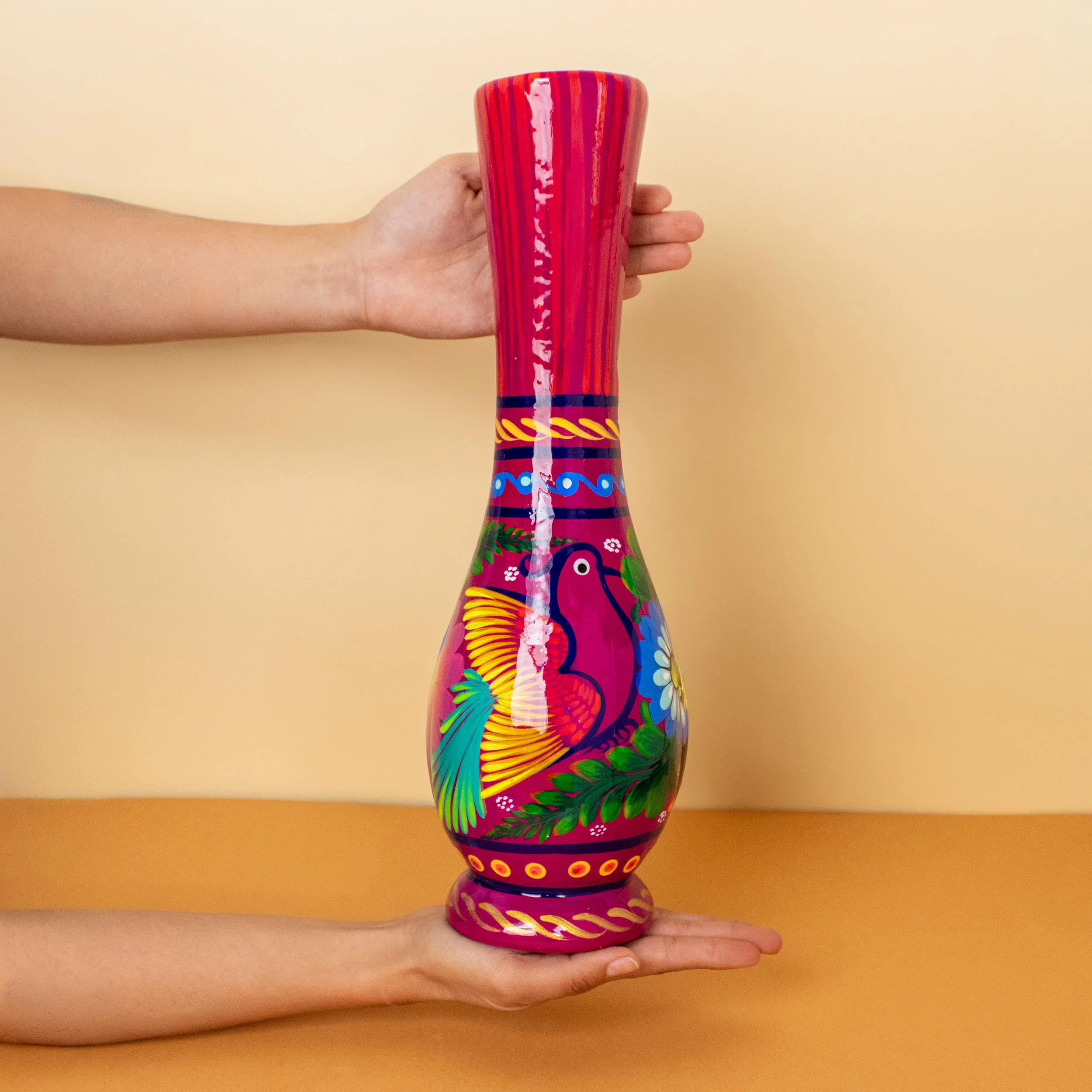 Xalitla Long Neck Hand-Painted Vase - Image 2